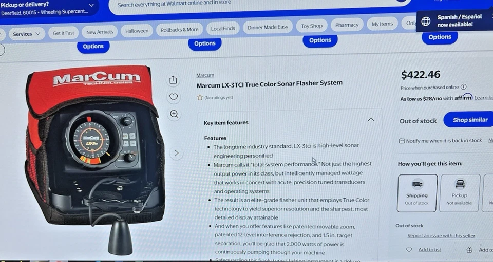 Great - MarCum LX-3TCI True Color Sonar Flasher System Ice FISHING Fish Finder - Image 3 of 4