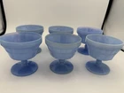 Vintage Set 6  Jeanette Blue Milk Glass Footed Custard/Sherbet Dish
