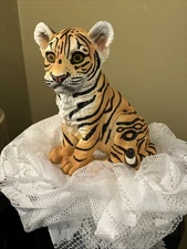 Tiger Cub Handmade Resin Decor Art Deco Statue Collectible Realistic Sculpture