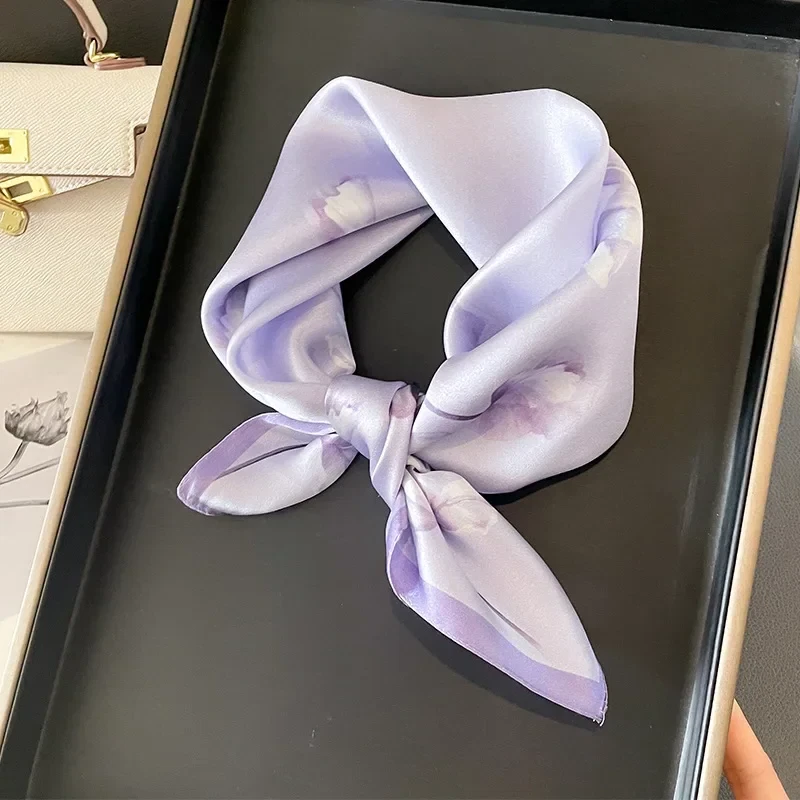 100% Natural Mulberry Silk Scarf Gift Bundle – Soft Purple Floral Mulberry Silk