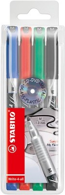 Permanent Marker - STABILO Write-4-all - Medium - Wallet of 4 - Assorted Colours