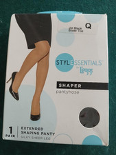 L'eggs Shaper Pantyhose Sheer Toe Jet Black Size Q