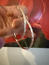 Vintage Minimalist Classic Light Silver Tone Large Hoop Earrings Leverback