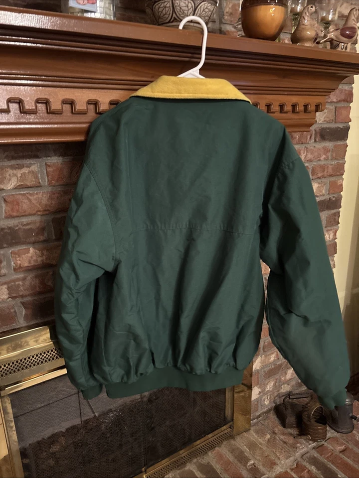 Chaqueta verde John Deere talla grande para hombre forrada de vellón amarillo vintage Foto 3 de 4
