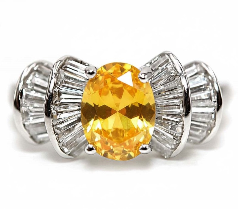 2CT Heat Treated Yellow Topaz 925 Solid Sterling Silver Ring Sz 6 