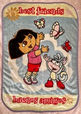 Vintage 2002 Dora The Explorer Best Friends Blanket Boots 30x43 29x41 measured 
