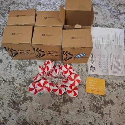 Brightown Peppermint String Lights 60 ft LED Christmas Candy Party Lights Lot