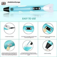 3D Printing Pen Set with LED Display + 12 Color PLA Filaments Kids Gift 1.75mm