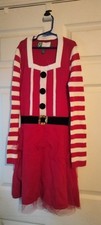 Christmas Santa Tutu Sweater Dress Women’s Junior’s sz Small Red White Stripes