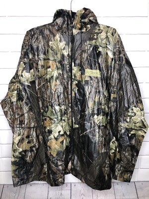 Mossy Oak Camo Rain Jacket Break Up Size L Vinyl