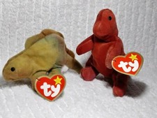 Teenie Beanie Babies Dinosaurs Rex Steg Original TY McDONALDS 1999 Plush Baby