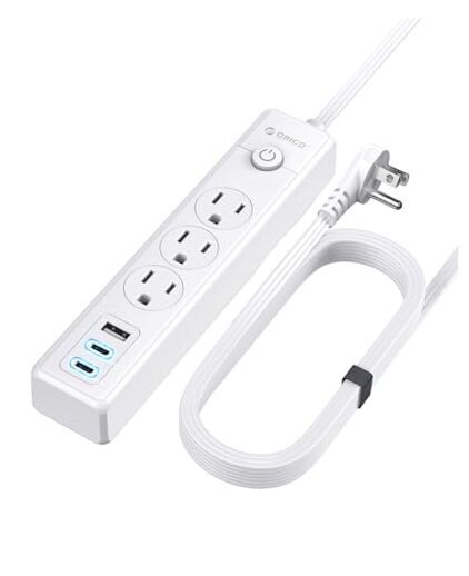 Flat Extension Cord 25 ft, Flat Plug Power Strip with USB Ports, Flat Plug 25FT-image