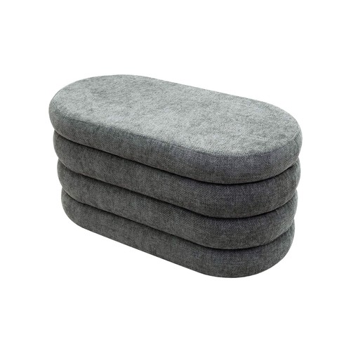 Pouf Contenitore Fagus 38x76x38 Tessuto Poliestere MDF Grigio Moderno - Foto 1 di 10