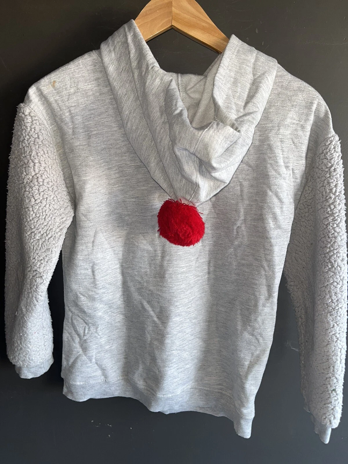 VETEMENTS The Grinch Felpa Natalizia con Cappuccio Bambini Taglia Grande 10 12 Grigio Cotone