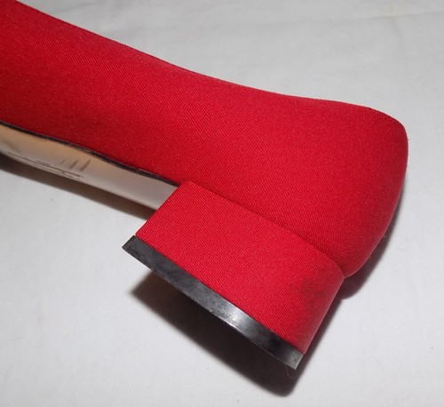 Zapatos de tacón bajo Salvatore Ferragamo rojo/negro colorblock tela logotipo ribete 9,5 AAA - Imagen 6 de 6