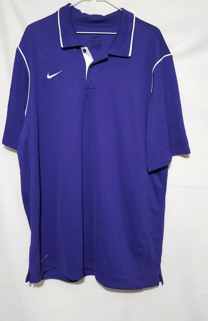 Mens Nike Dri Fit purple white logo polo shirt extra large XL | eBay