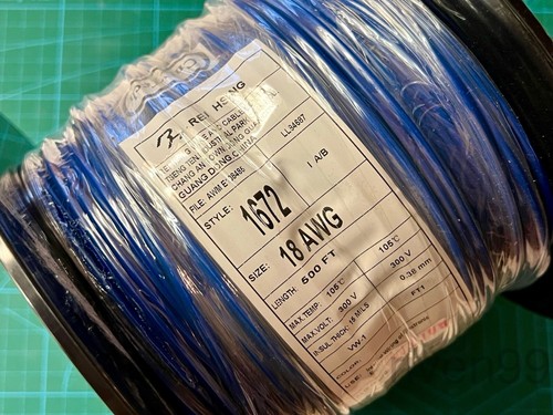 18AWG UL1672 DOPPELT ISOLIERTER PVC-Anschlusskabel, 105C, blau, 500 Fuß Spule - Bild 1 von 5