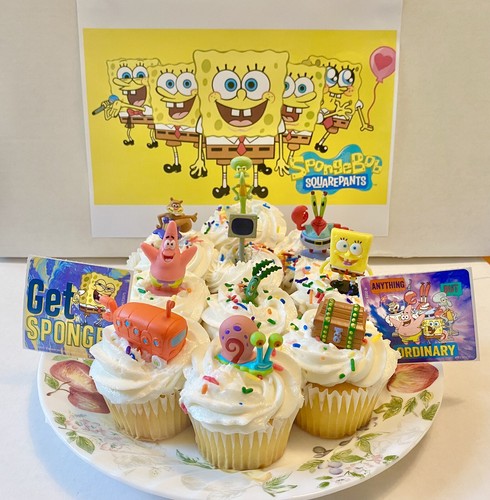 SpongeBob and Friends Deluxe Cake Toppers Cupcake Decorations Set of 10 w/Bonus