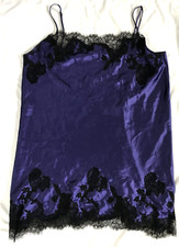Victoria Secret Slip Dress Lace Women XL Purple Strap Cami