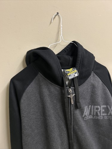 Sudadera con Capucha Avirex Gris Medio De Colección Excelente Estado Hip Hop Y2K Gen -z - Imagen 5 de 15