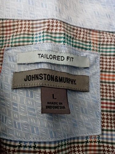 Johnston & Murphy Tailored Fit Shirt Mens Large Designer Checkerd Plaid Colorful - Picture 3 of 9