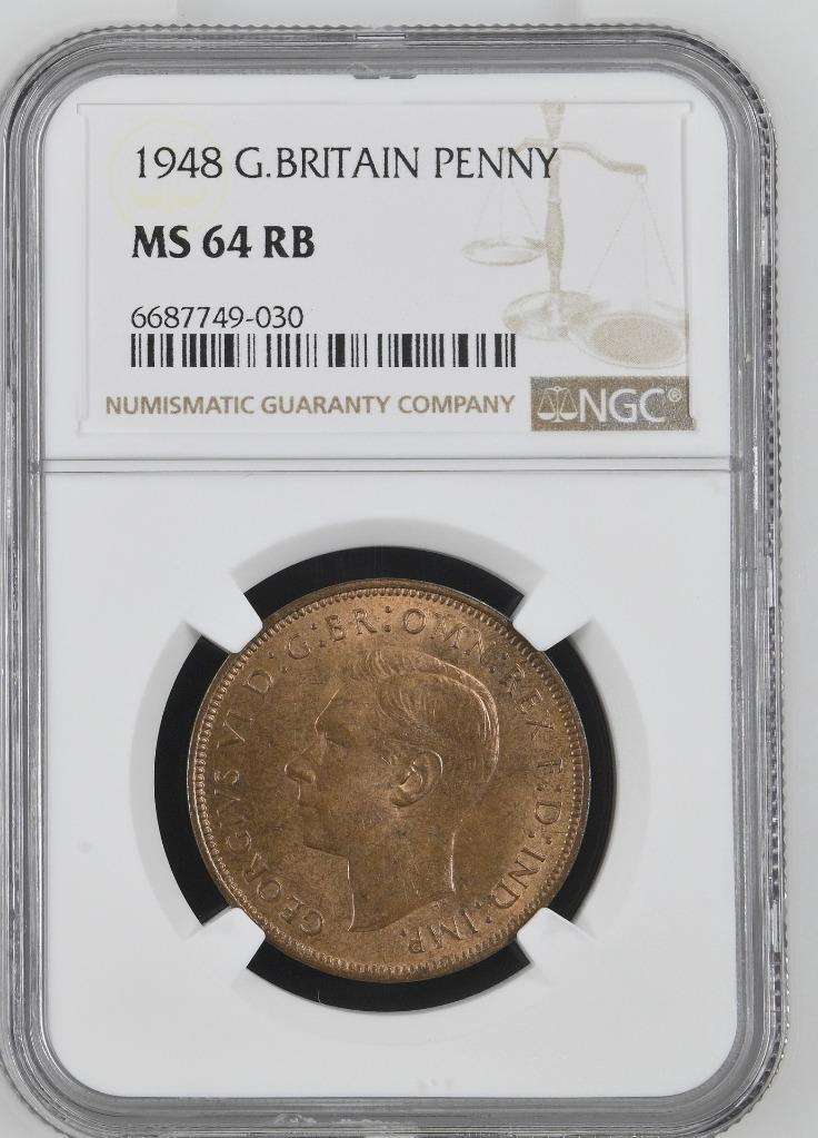 Great Britain 1 Penny 1948 NGC MS 64 RB