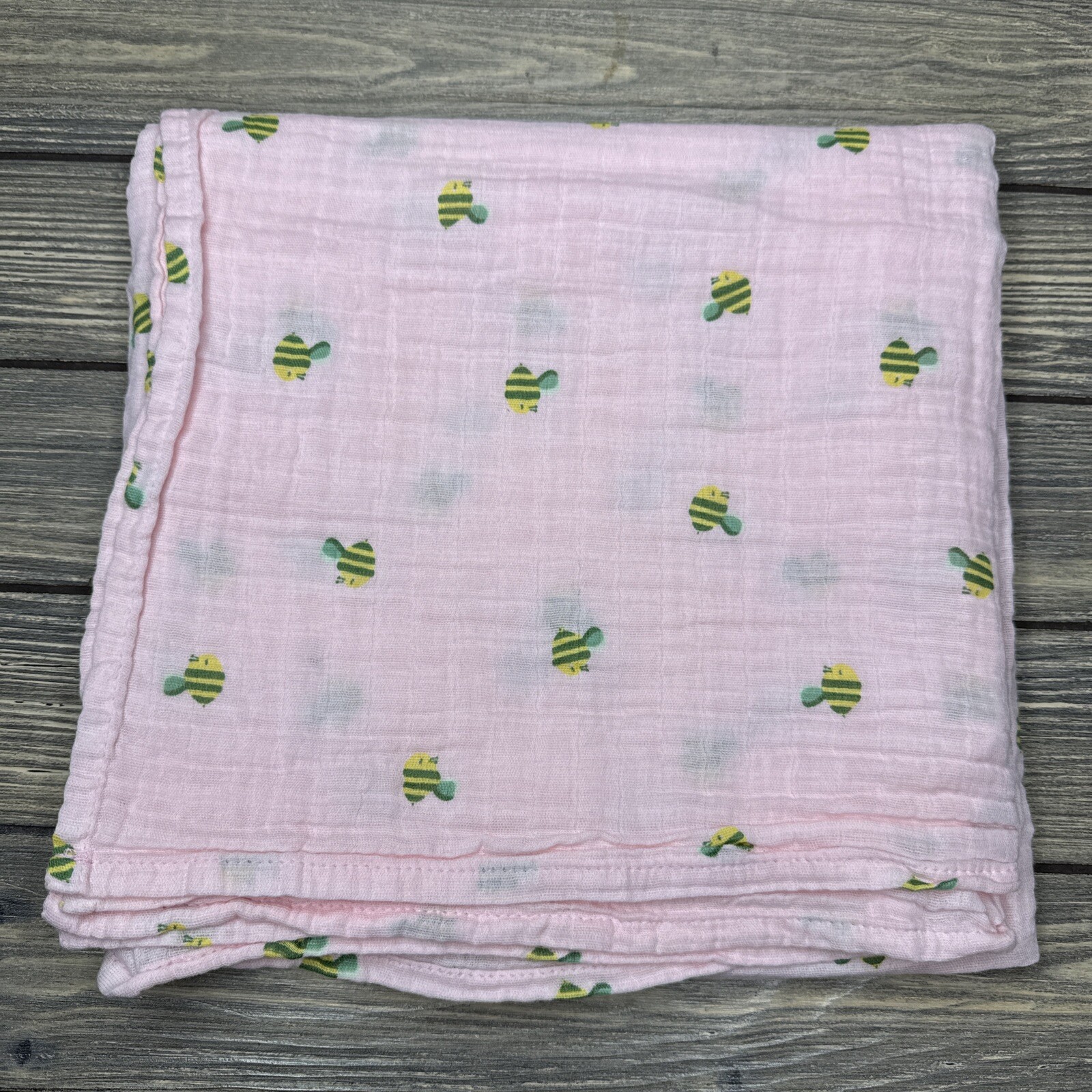 Cloud Island Baby Crib Receiving Blanket Light Pink Bumble Bees 42x45”-image