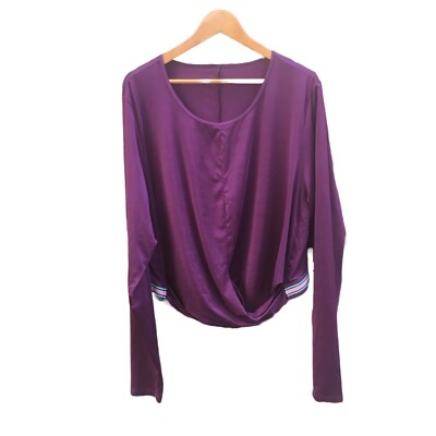 Fabletics Front Twist Long Sleeve Top Purple Womens Plus Size 4X