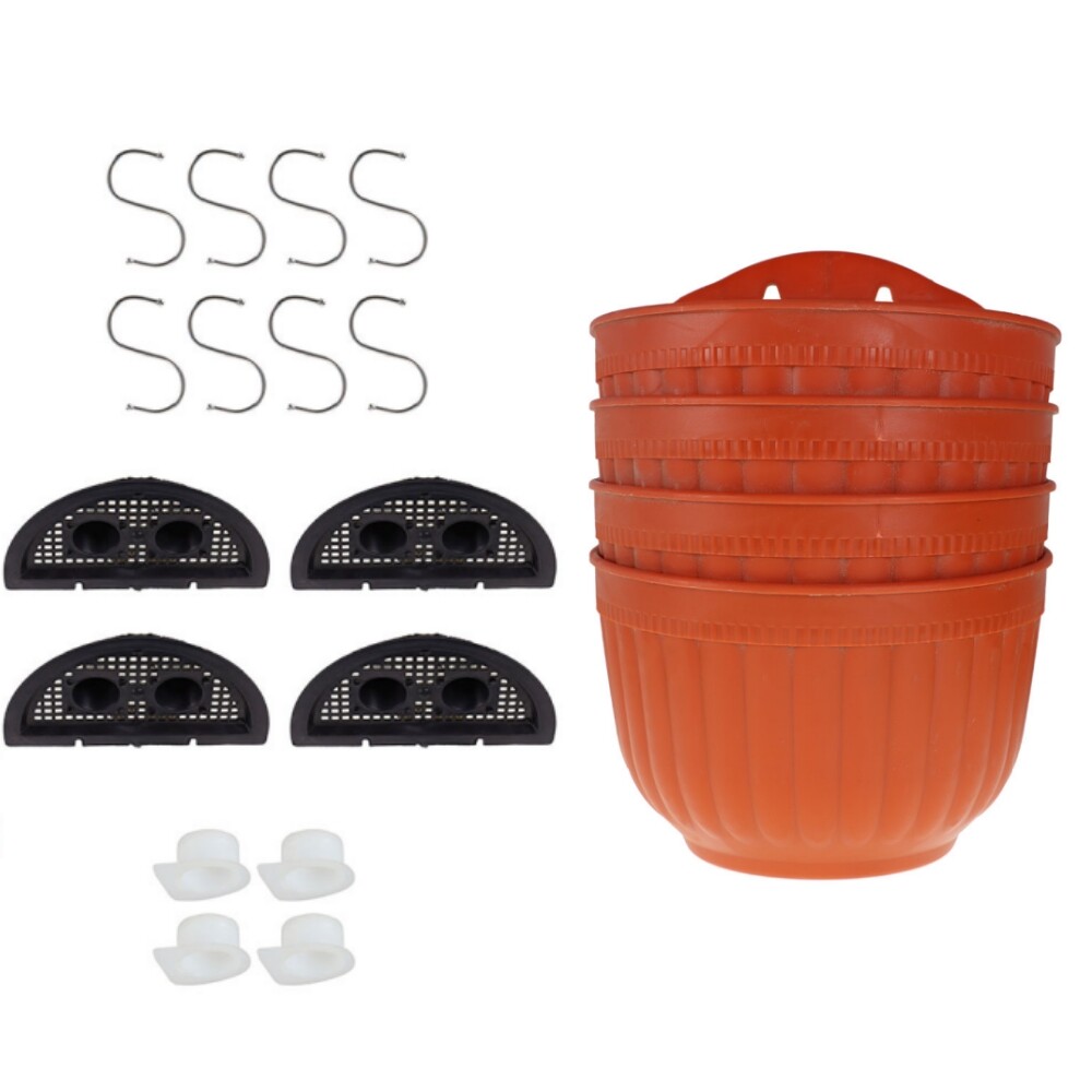 Brick Red Hanging Planter Set of 4 for Indoor Outdoor Plants