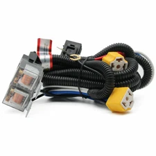 Kit 2-Headlight H4 Headlamp Light Bulb Ceramic Socket Plugs Relay Wiring Harness