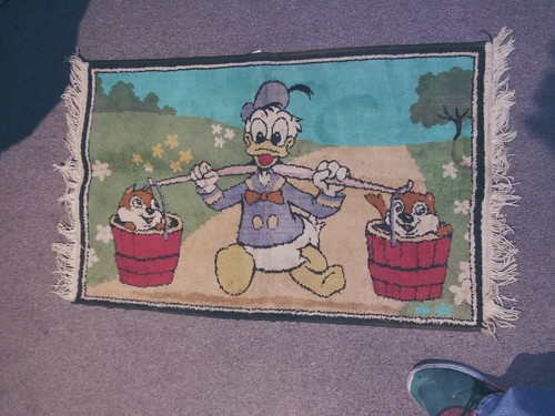 WALT DISNEY'S DONALD DUCK AND CHIP N DALE RUG C. 1950'S VINTAGE