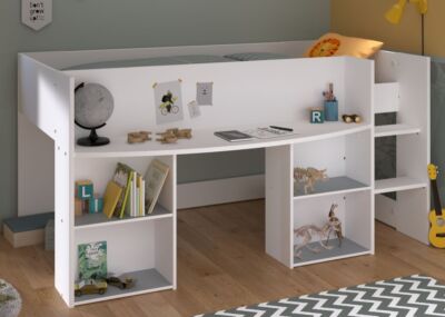 Hochbett weiß mit grau oder rosa Kinderzimmer Junge/ Mädchen Parisot Pirouette1
