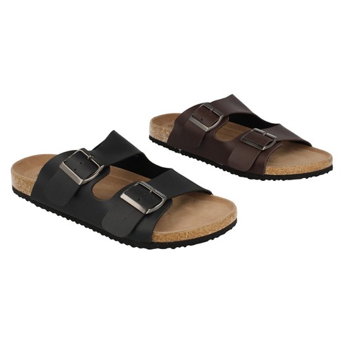 Men's Two Buckle  adjustable open Toe Slip On Mules / Sandals / Sliders : A0R064 - Afbeelding 1 van 21