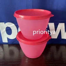  Tupperware Refrigerator Stacking Bowl 14oz Set of 2 Pink Punch New in Package