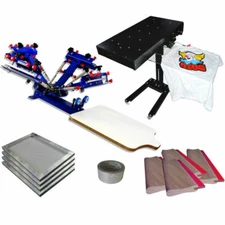 Updated 4 Color 1 Station Flash Dryer&Squeegee Silk Screen Printing Machine Kit