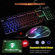 Lighting USB desktop computer game mechanical feel set wired keyboard mouse