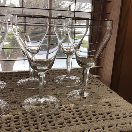 6 1950’s crystal platinum rim 8 oz water wine goblets glasses Pasco Westwood - Picture 3 of 6