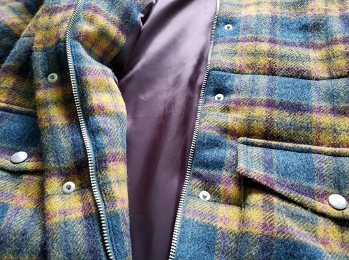 YMC Thompson Plaid Blue Yellow Brushed Wool & Mohair Unisex Jacket Coat Size XS - Picture 18 of 18