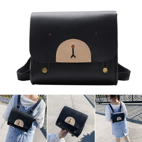 Korean Small Backpack PU Leather Backpack Cartoon Bear School Bag for