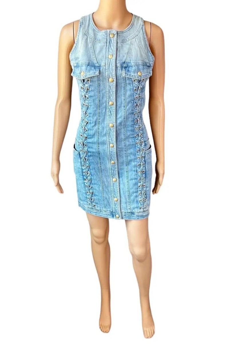 white christmas dresses VESTIDO PIERRE BALMAIN BODYCON DENIM DRESS 36 JEANS ORIGINAL – Gringa