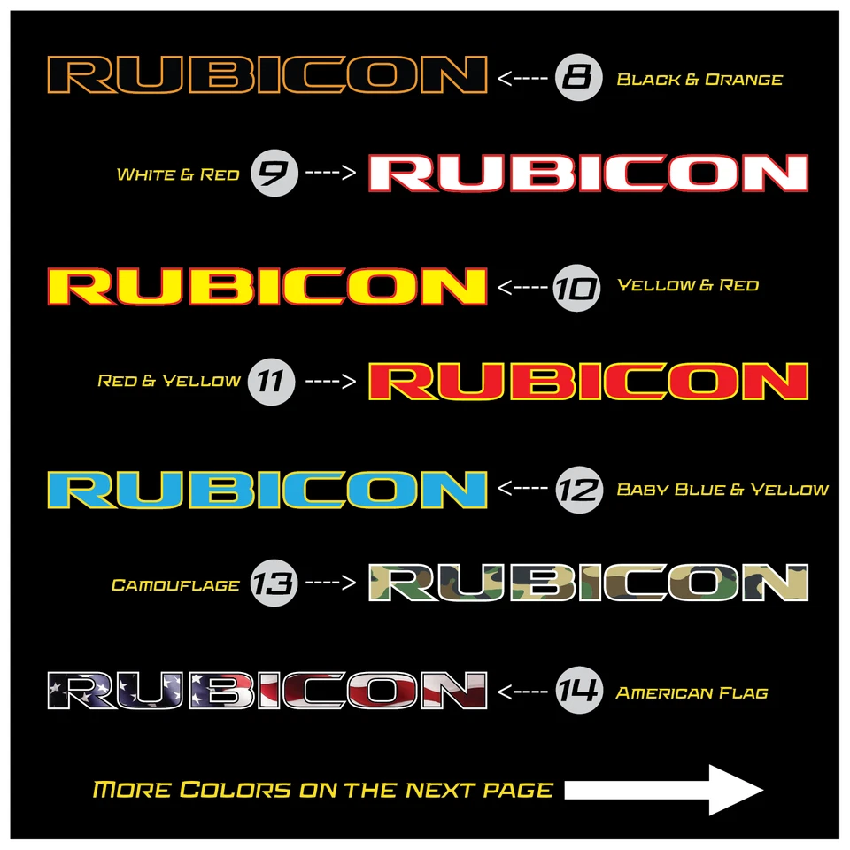 2 calcomanías adhesivas Rubicon Hood - varios colores para Jeep Wrangler o Gladiator Foto 3 de 4
