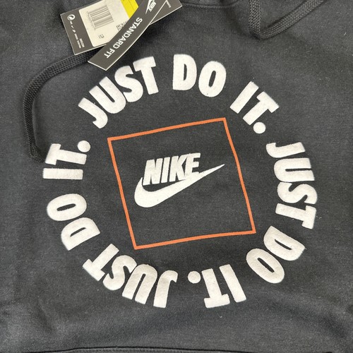 Nike Hoodie Just Do It Pullover Men's S Black Long Sleeve Hooded Sweatshirts - Picture 2 of 8