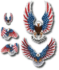 5pk American Flag Bald Eagle USA 3M Decal Sticker Truck Vehicle Window Wall Car