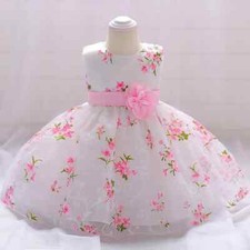 Baby Girl 1 Year Birthday Princess Party Flowers Baptism Dress Infant Embroidery