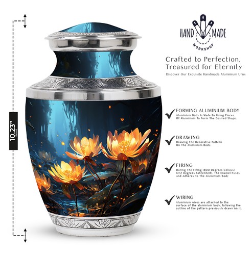 Memorial Urns For Human Ashes Keepsake Four Lilly (10 Inch) Large Urn - Picture 2 of 7