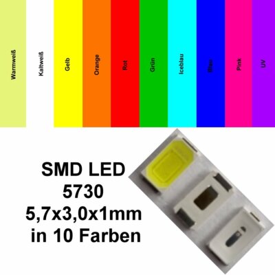 SMD LED 5730 in 10 verschiedenen Farben 1/10/25/50/100 Stück zur Auswahl 
