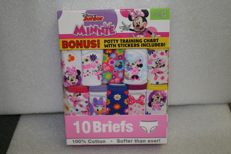 Disney Junior Minnie Mouse Toddler 10 Pack Picot Trim Briefs 2T/3T 