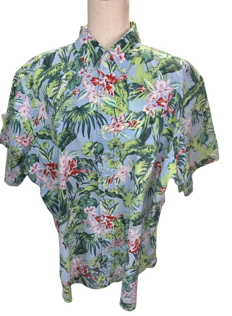 Men Ralph Lauren Classic Cotton short sleeve Hawaiian 1XB 1G Magnum Shirt