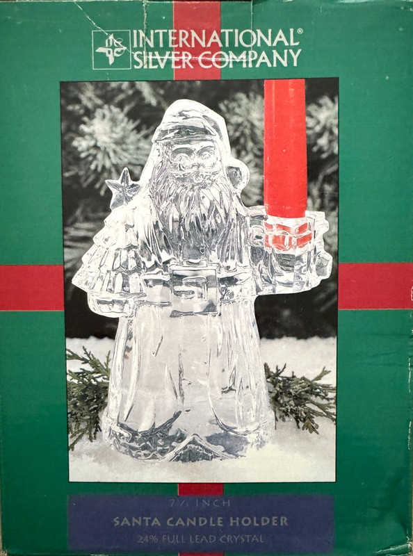 Lead Crystal Santa Candle Holder 7.5" Tall NEW