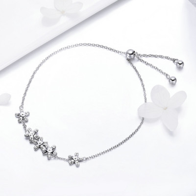 Fashion 925 Sterling Silver Daisy Women Girls Chain Bracelet